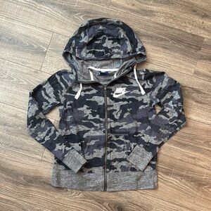 Nike Women’s Camo Hoodie - Gray and Navy